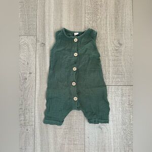 Green Button-Up Baby Romper Size 9-12 Months